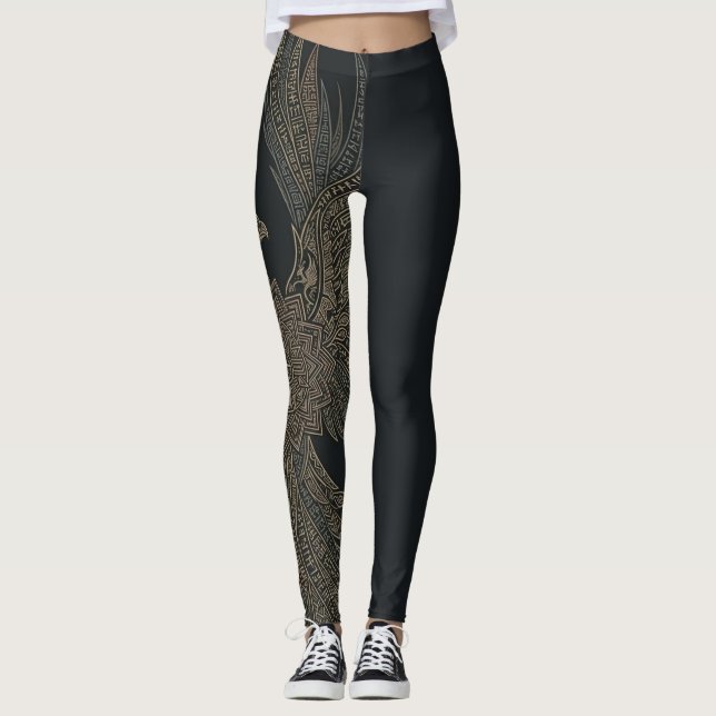 Leggings Mythe du Phénix doré (Devant)