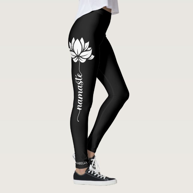Leggings Namaste Lotus Flower Moderne Nom personnalisé (Droite)