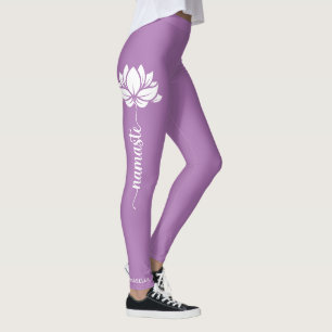 Leggings Namaste Lotus Flower Moderne Nom personnalisé