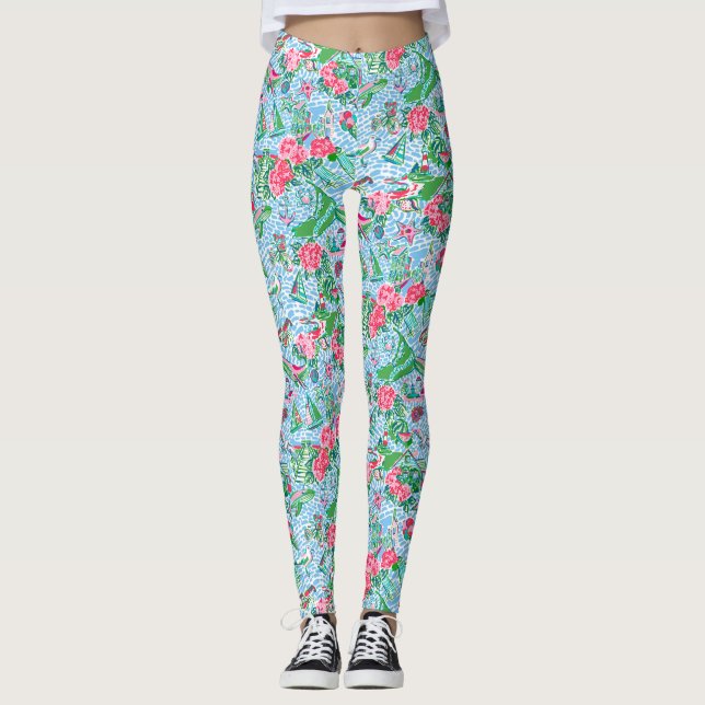 Leggings Nantucket Preppy Palm Beach Imprimer (Devant)