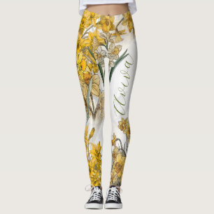 Leggings Narcisse fleur de naissance de mars personnalisée