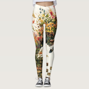 Leggings Nature Botanique Cheval Floral Jumping