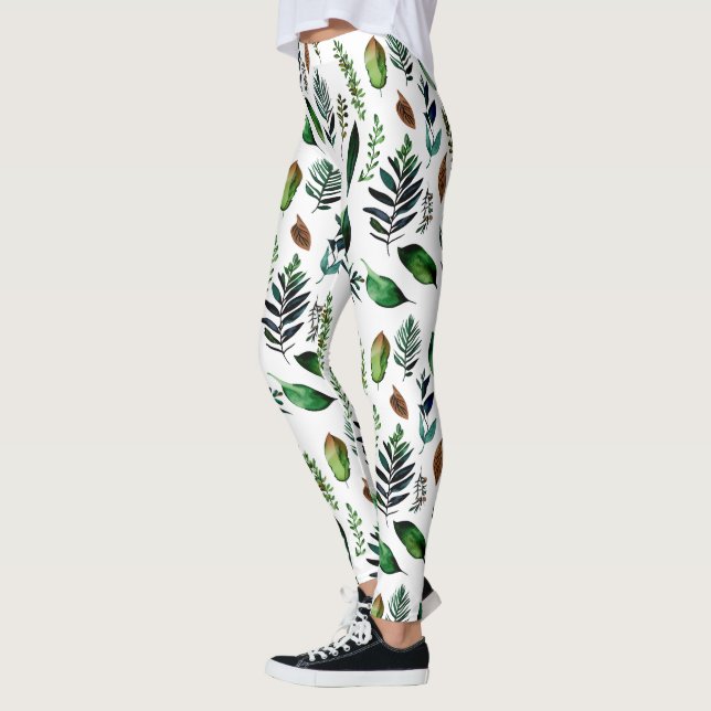 Leggings Nature botanique du feuillage vert (Gauche)