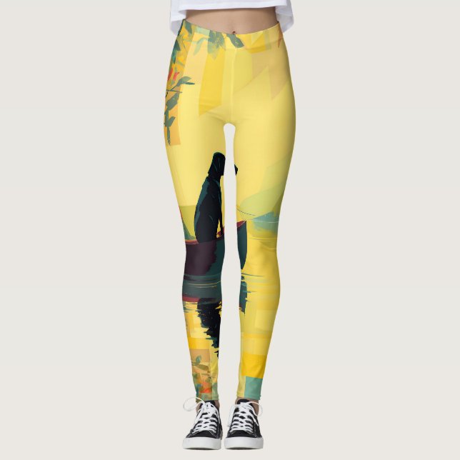 Leggings Nature Minimalist Black Labrador Canoe (Devant)