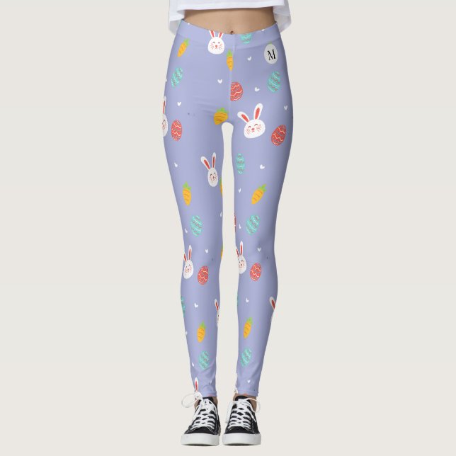 Leggings Nature Pâques Bunnies Motif Floral Oeufs Chasse Am (Devant)