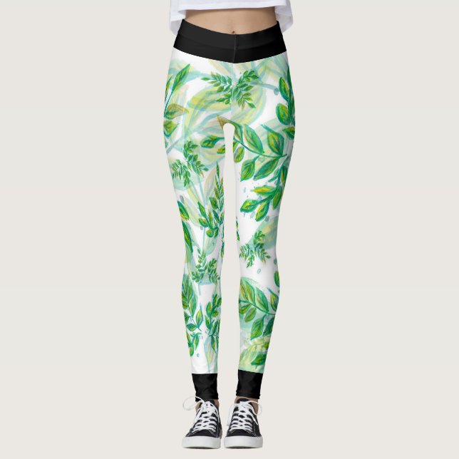 Leggings Nature Vert Jungle Style Tropical (Devant)