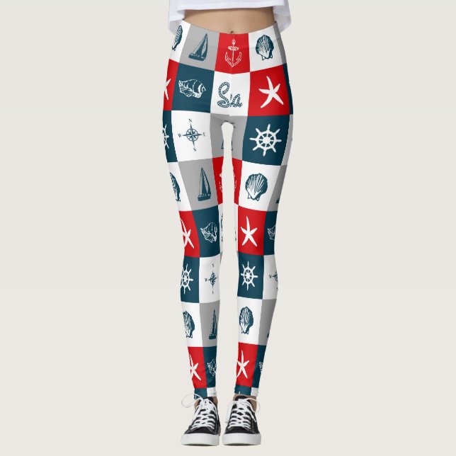 Leggings Nautical themed design (Devant)