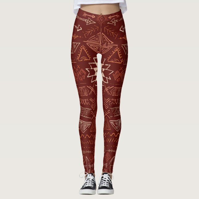 Leggings Navajo Aztec : Ethnic Doodle Motif. (Devant)