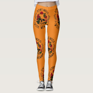 Leggings Ne vous embêtez pas avec maman, crâne d'Halloween 