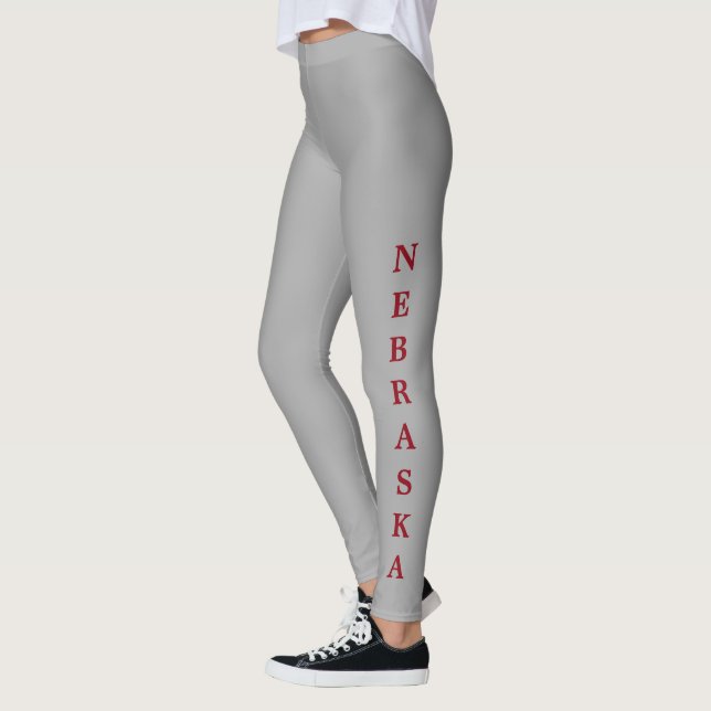 Leggings Nebraska Red Letters Grey (Gauche)