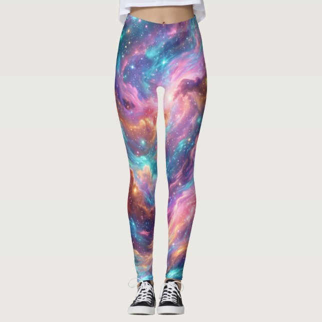 Leggings Nébuleuse de galaxie spirale vibrante (Devant)