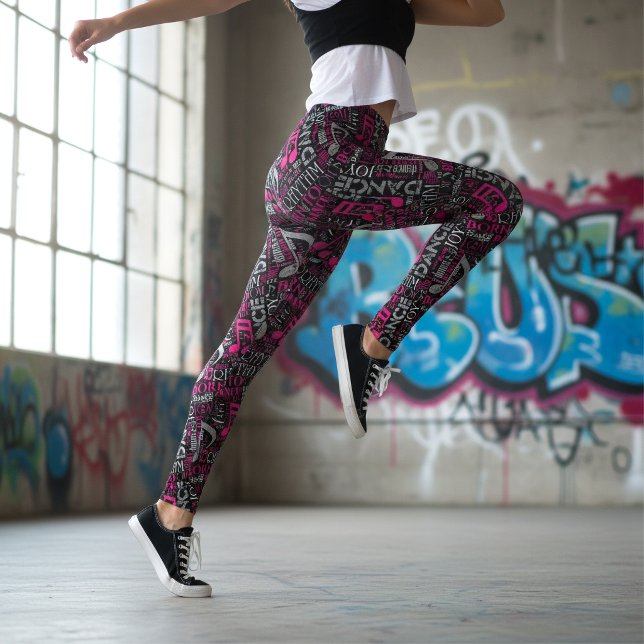 Leggings Née pour danser Rose/Blanc ID277 (Créateur téléchargé)
