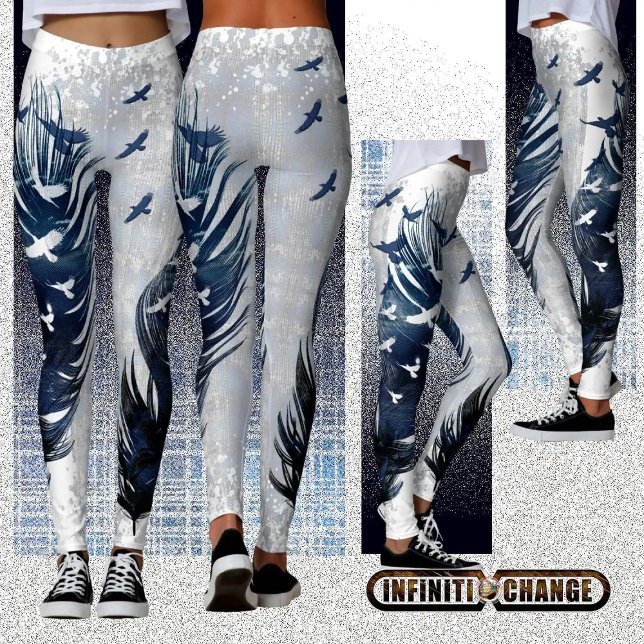 Leggings NÉE POUR ÊTRE LIBRE | Aigles texturés Grunge Denim (Créateur téléchargé)