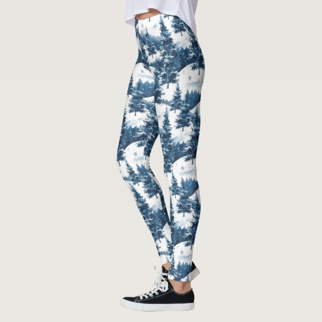 Leggings Neige d'hiver à travers les arbres (Gauche)