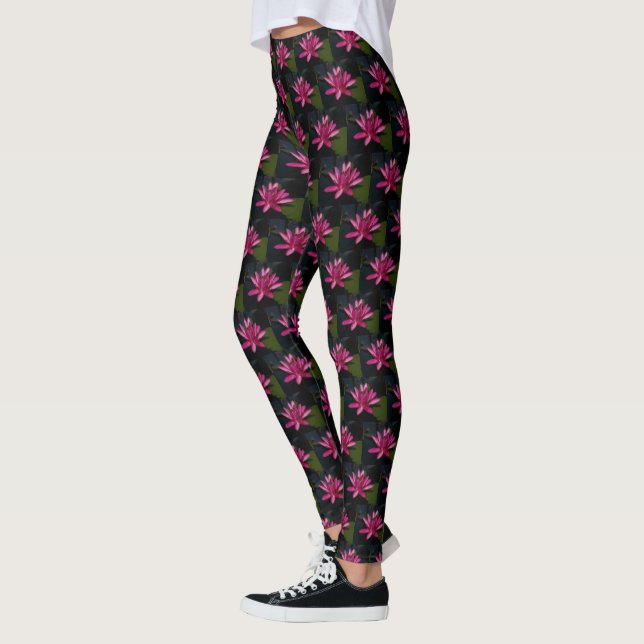 Leggings Nénuphar Lotus rose chaud (Gauche)