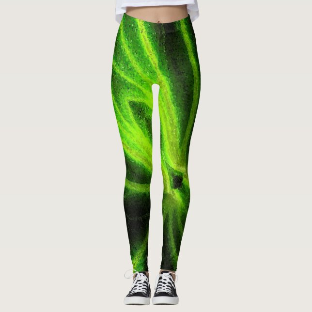 Leggings Neon Black Green Legings Motifs Abstraits (Devant)