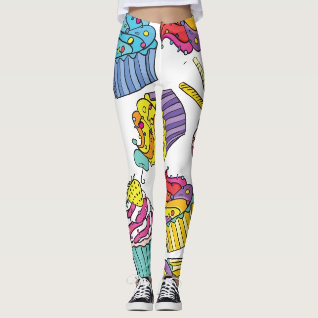 Leggings Neon Cakes : Pop Art Motif. (Devant)