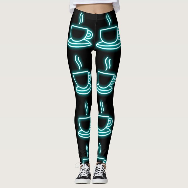 LEGGINGS NEON COFFEE IMPRIMER YOGA PANTS LEGINGS (Devant)