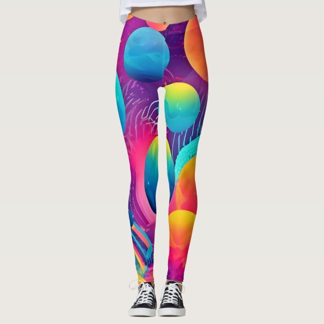 Leggings Neon Cosmos Design abstrait (Devant)