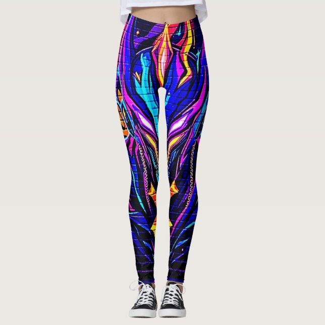 Leggings Neon Cyber Guardian Art (Devant)