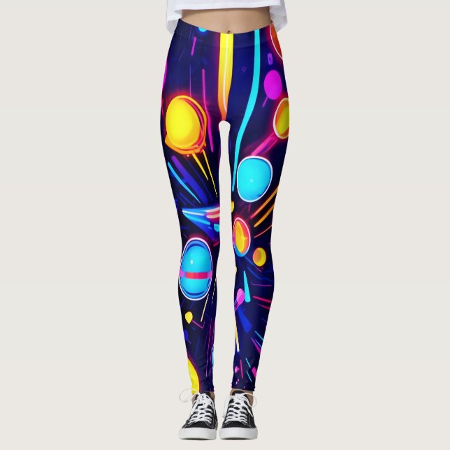 Leggings Neon Dreams - Formes et couleurs psychédéliques (Devant)
