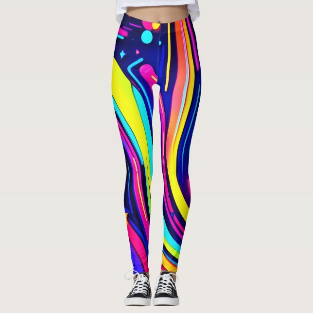 Leggings Neon Dreams : une odyssée numérique psychédélique (Devant)