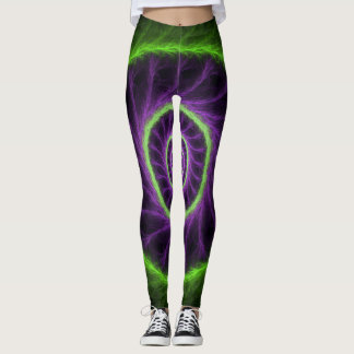 Leggings Neon Energy Spiral – Green & Purple Fractal Vortex