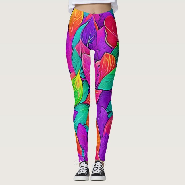 Leggings Neon Feuilles : Flux de dessin (Devant)