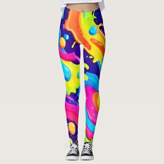 Leggings Neon Fluid Art (Devant)