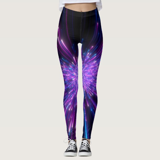 Leggings Neon Galaxy Arrière - plan Abstrait cosmique (Devant)