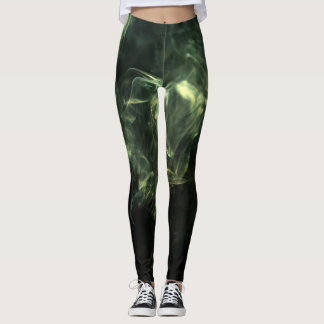 Leggings Neon Green Smoke Design ensemble sur noir