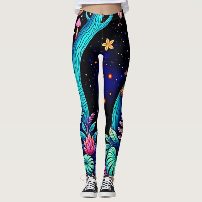 Leggings Neon Imaginaire Forêt Design de nuit (Devant)