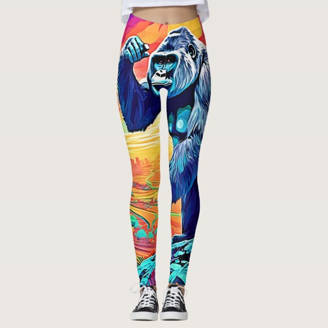 Leggings Neon Jungle Gorilla Imaginaire urbain (Devant)