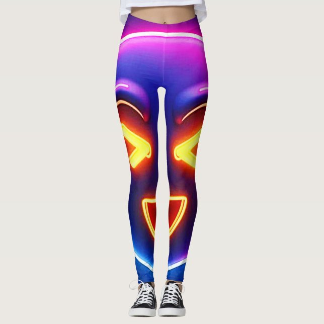 Leggings Neon Laughing Emoji Joy (Devant)
