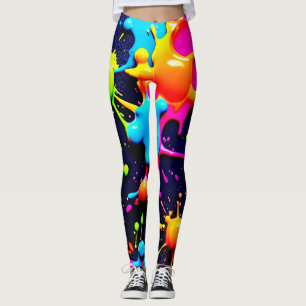 Leggings Neon Paint Splatter Art Abstrait