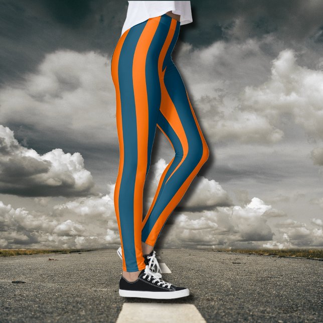 Leggings Neon Sunset Orange et Ocean Blue Cool strié (Créateur téléchargé)