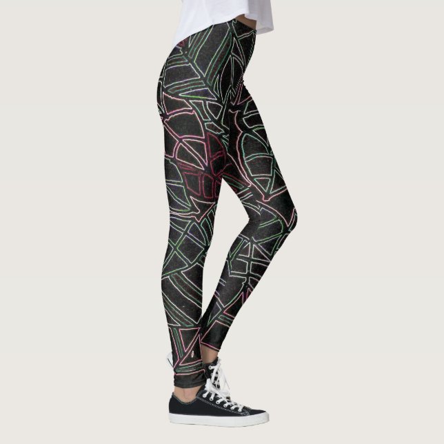 Leggings Neon Tropical Pop Art sur Noir (Droite)