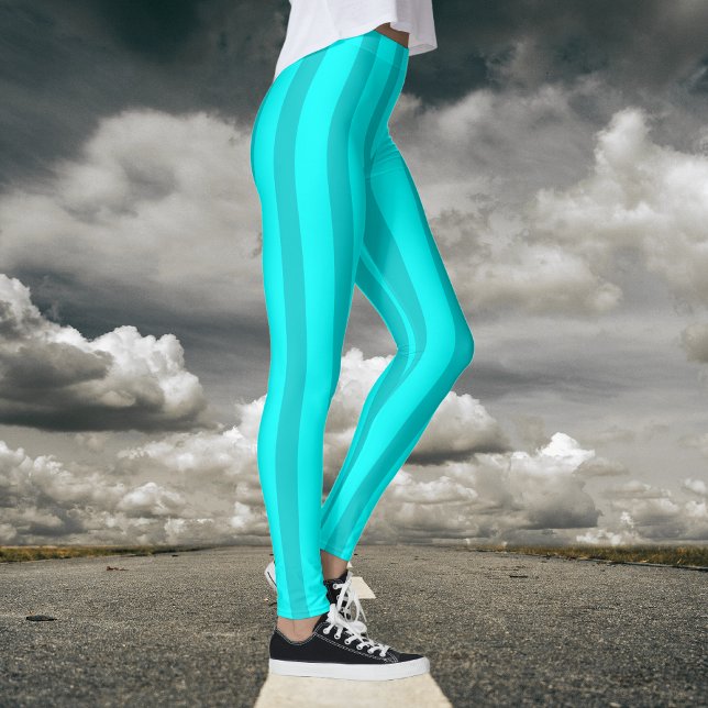 Leggings Neon Turquoise et Neon Cyan Cool rayé (Créateur téléchargé)