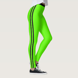 Leggings Neon Vert Rayure Latérale Noire Couleur P
