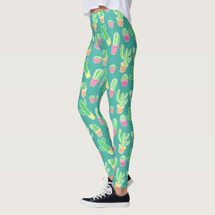 Leggings Neon Watercolor Cactus Dans Les Pots Motif 2