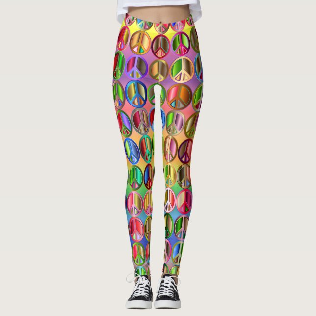 Leggings Néons globaux de guêtres de signe de paix (Devant)