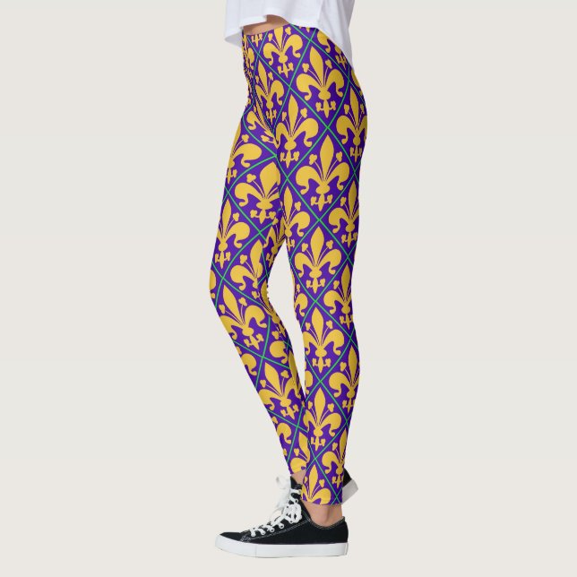 Leggings New Orleans Mardi Gras Party Fleur de Lis (Gauche)