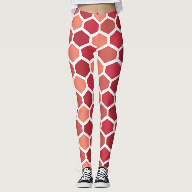 Leggings Nid d'abeille en rouges (Devant)