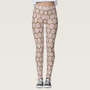 Leggings Nid d'abeilles métallique d'hexagone de paillette