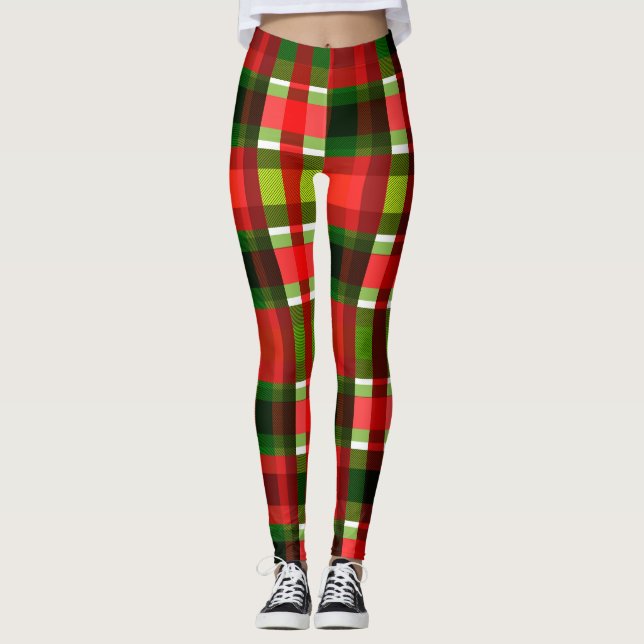 Leggings Noël À damiers Carrés Buffalo Plaid (Devant)