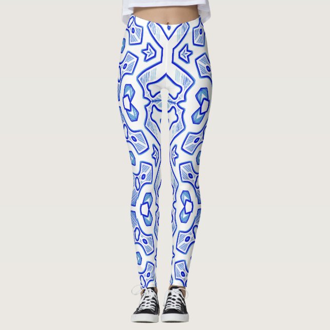 Leggings Noël bleu spécial blanc "Ratti_Creative_Arts (Devant)