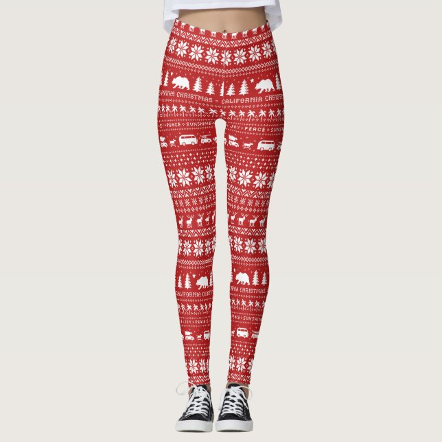 Leggings Noël Californie Sunny Cali Motif de vacances (Devant)