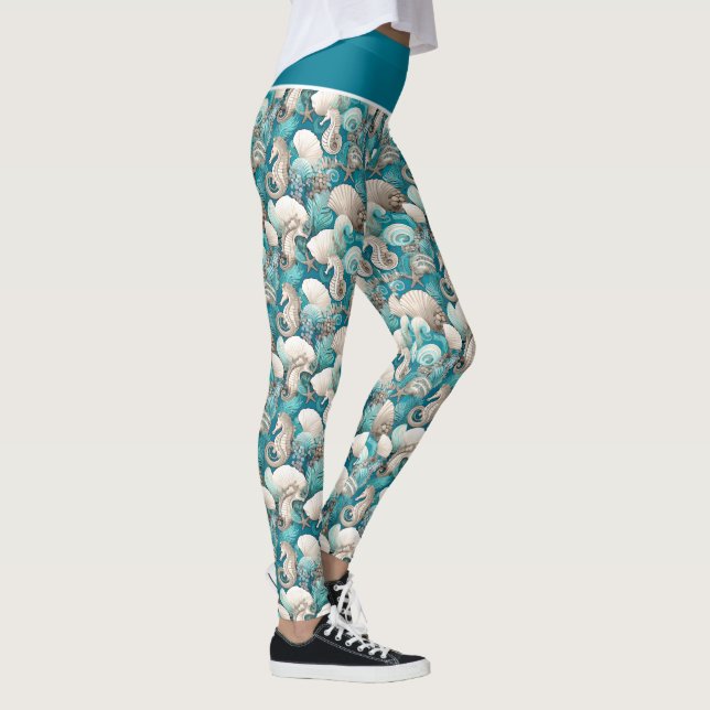 Leggings Noël côtier Bold Motif hippocampe #4 ID1009 (Droite)