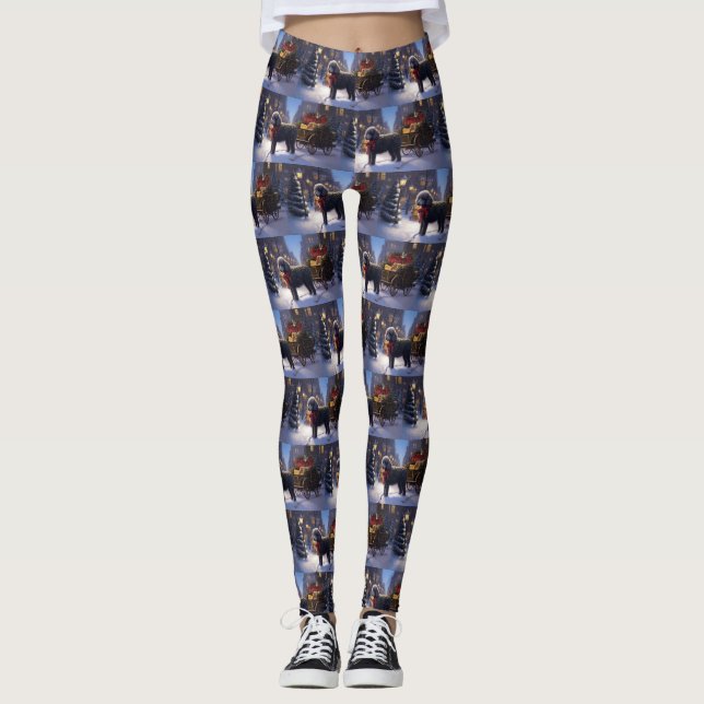 Leggings Noël de la saison festive du caniche (Devant)