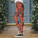 Leggings Noël de Poinsettia<br><div class="desc">Motif Poinsettia avec couleur arrière - plan personnalisée. Ils seraient bien d'ajouter à votre ensemble de pull laid. Terminez le look avec quelques boucles d'oreilles de noël :)</div>